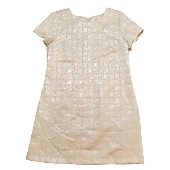 Xhilaration Cream Metallic Textured Short Sleeved Tent Dress L Retro Glam - Picture 1 of 8